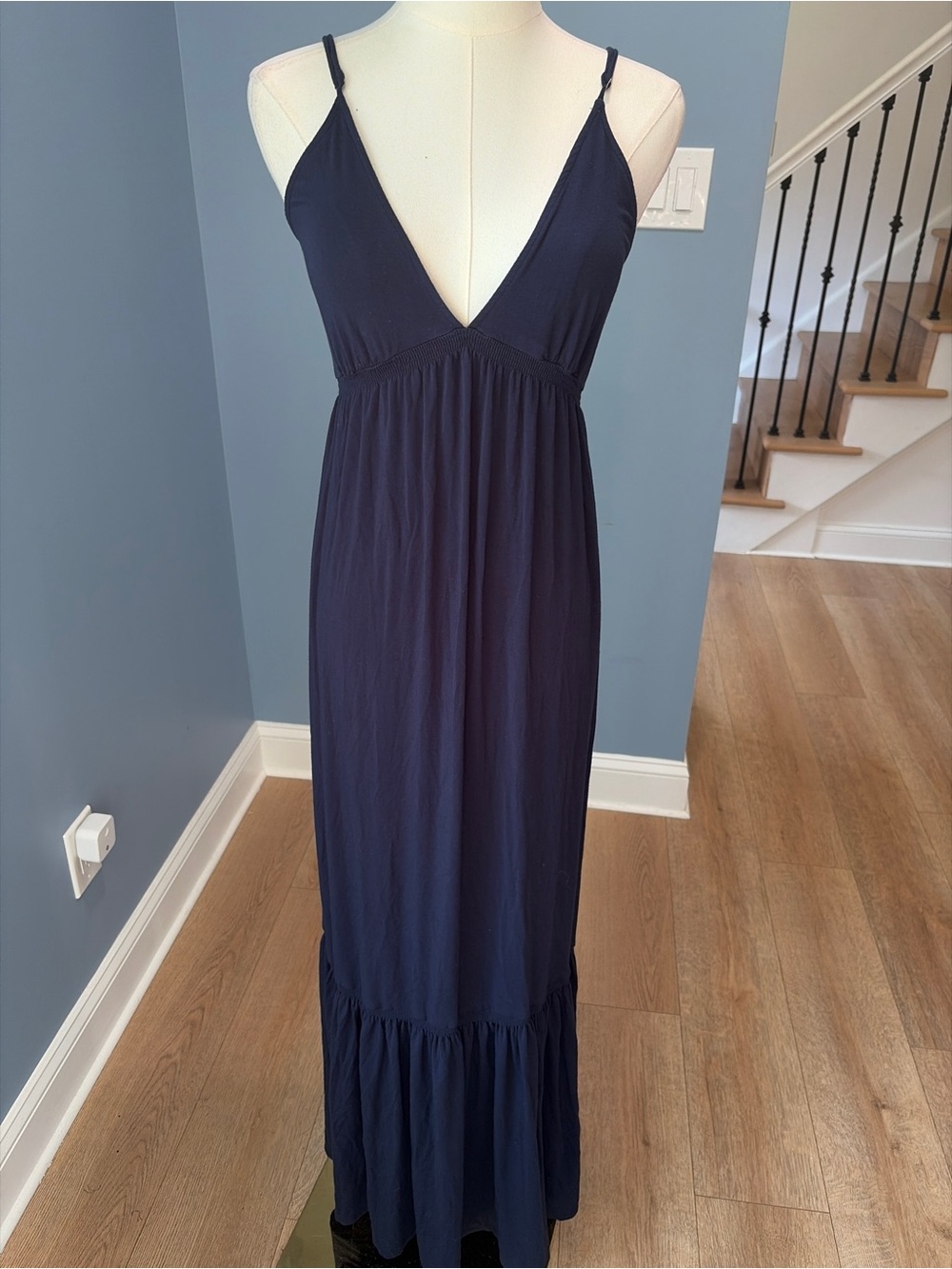 Favorite Daughter The Weekend Dress Navy Deep V Tie Back Maxi Dress S